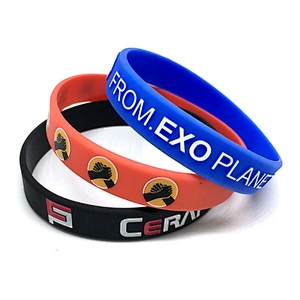 Custom Made Cheap Keychain Wristband Silicone Stainless Steel Bracelet