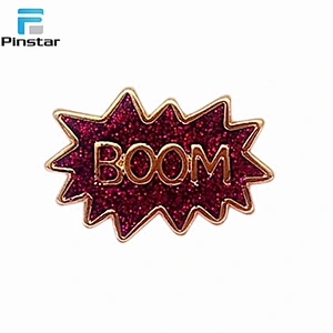 2018 China manufacturer customized bulk cheap red boom hard enamel lapel pin