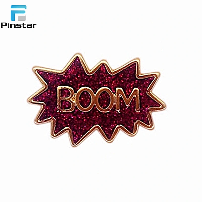 2018 China manufacturer customized bulk cheap red boom hard enamel lapel pin