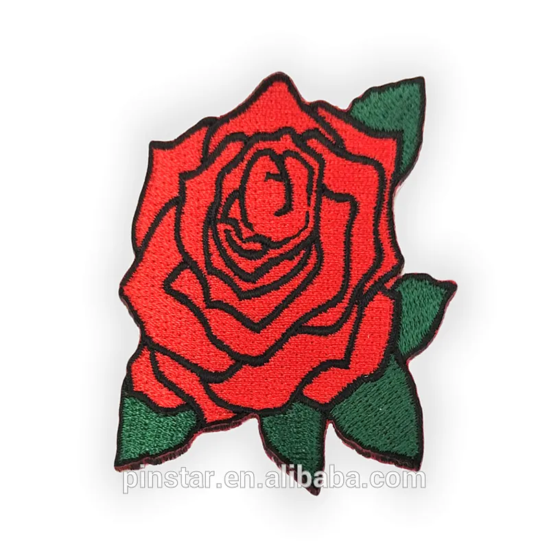 wholesale price double Rose flower Embroidery Patch