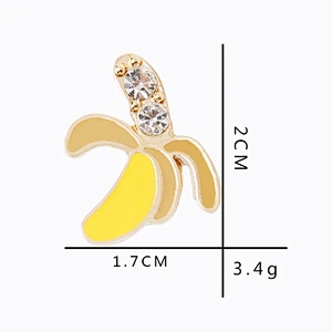Factory Wholesale In Stock Gift Custom Fruit Brooch Banana Enamel Pin with Rhinestone Crystal