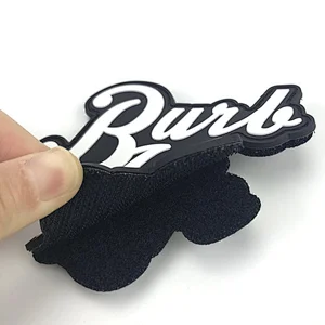 Cheap wholesale factory direct 3D PVC patch hook and loop sew on custom patch