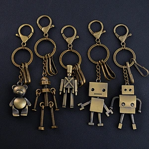 Cheap souvenir 3D robot soldier copper shape custom metal key chain