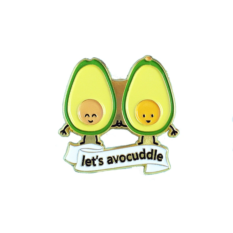 avocado design gold plating brass cloth custom pins