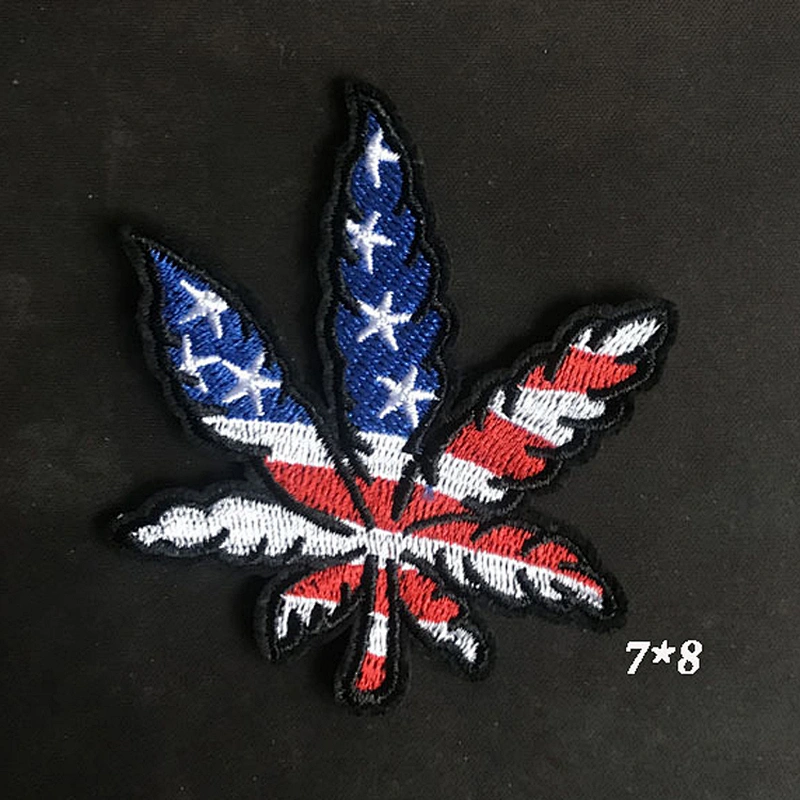 Wholesale In Stock DIY Custom Patches Marijuana Hemp Plant Leaf Weed Embroidered Patch