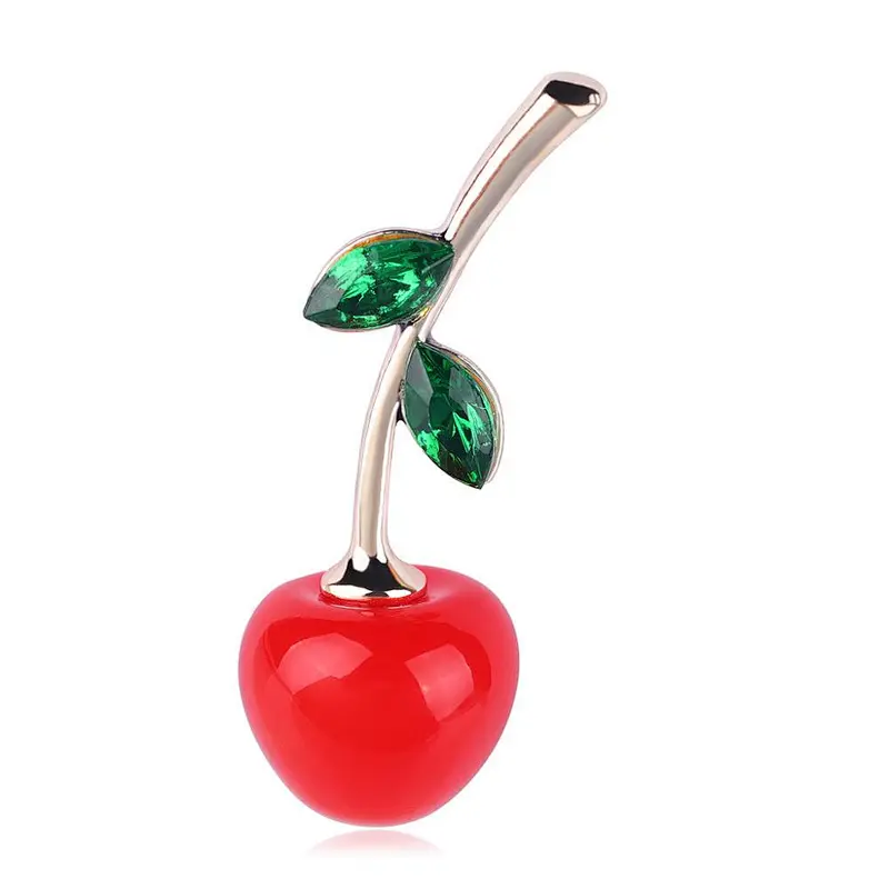 Cute Cherry Rhinestone Brooch Pin with Safety Pin