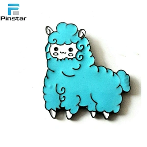 Cute Smiley Blue Alpaca Enamel Pin Cloth Clips Badge Clip