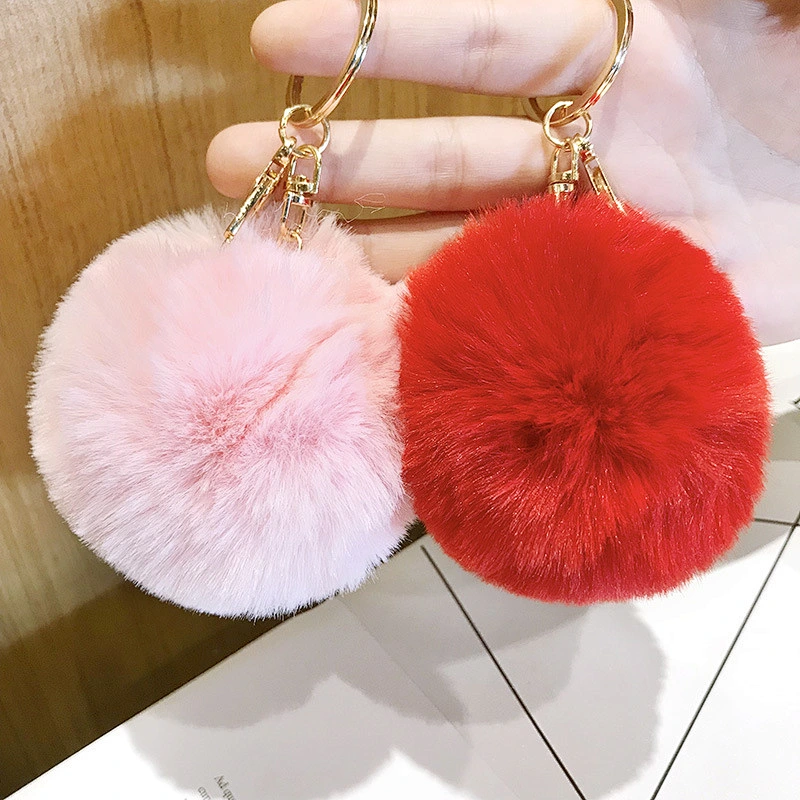 Fashion Custom Pom Pom Fur Ball metal Keychain