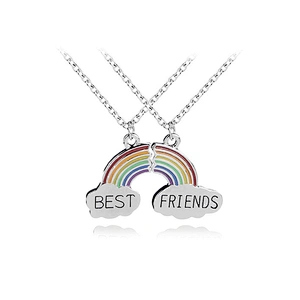 BEST FRIENDS rainbow design sliver plating pendant necklaces