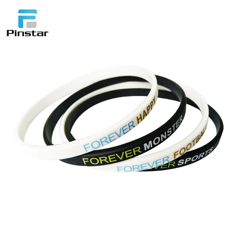 Kunshan Black White Engraved Letter Number Cheap Custom Silicone Bracelet