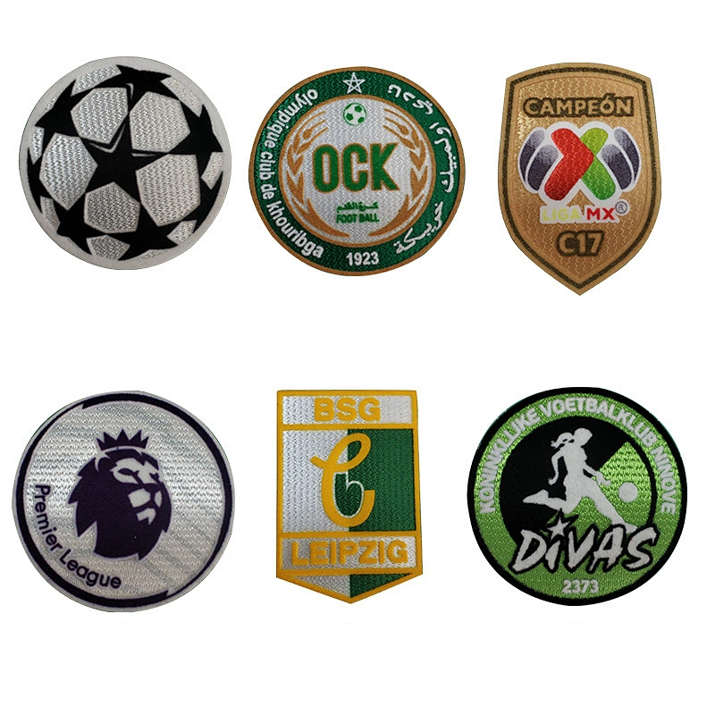 Wholesale price iron on soccer embroidered patch Custom Flocking patch
