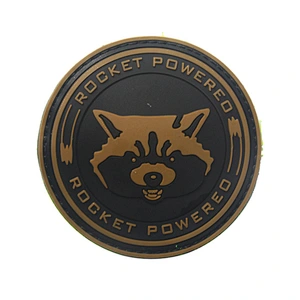 Factory custom 3d pvc raccoon rocket rubber patch with hook and loop