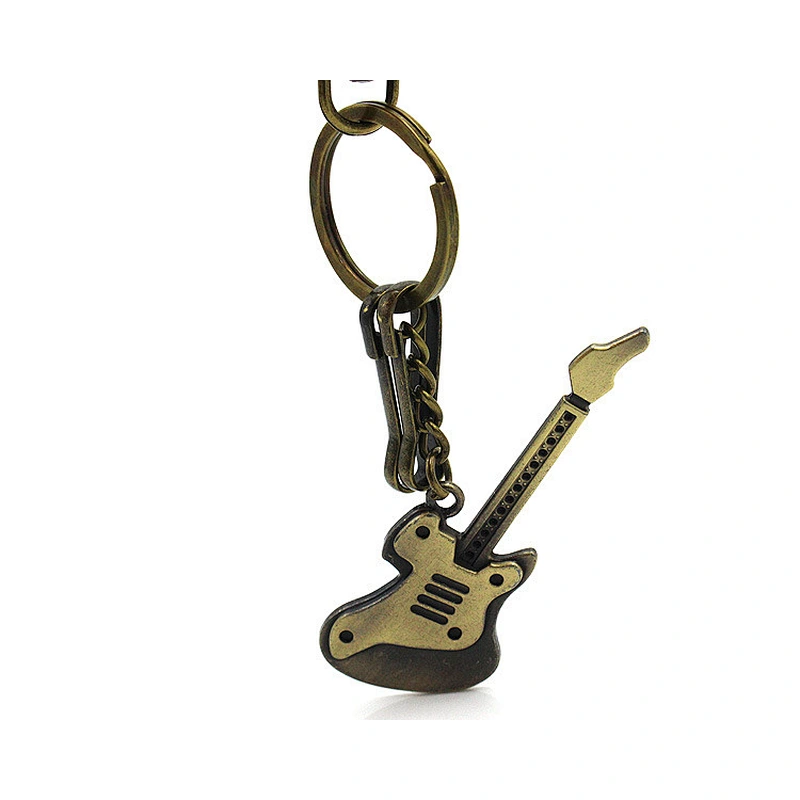 Unique retro guitar Customized bulk metal keychains