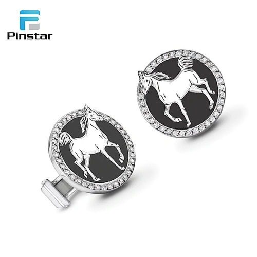 Kunshan Factory Weddings Gifts Mens Crystal Horse Wedding Cufflinks