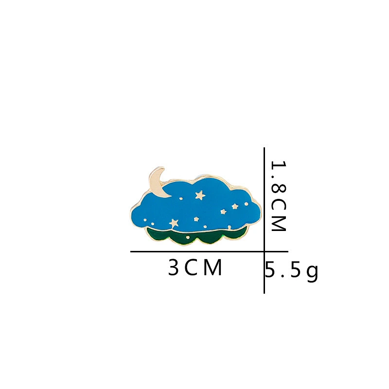 Blue Funny Cloud Lapel Pin with Stars and Moon
