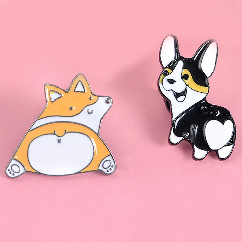 Wholesale In Stock Pet Animal Characters Badge Cute Dog Back Ass Enamel Metal Lapel Pin