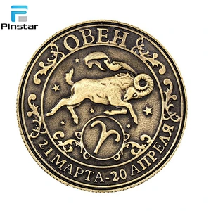 Different constellations antique gold 3D logo custom souvenir challenge coin