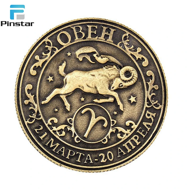 Different constellations antique gold 3D logo custom souvenir challenge coin