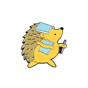 Cute Cartoon Hedgehog Reading Book Lapel Pin