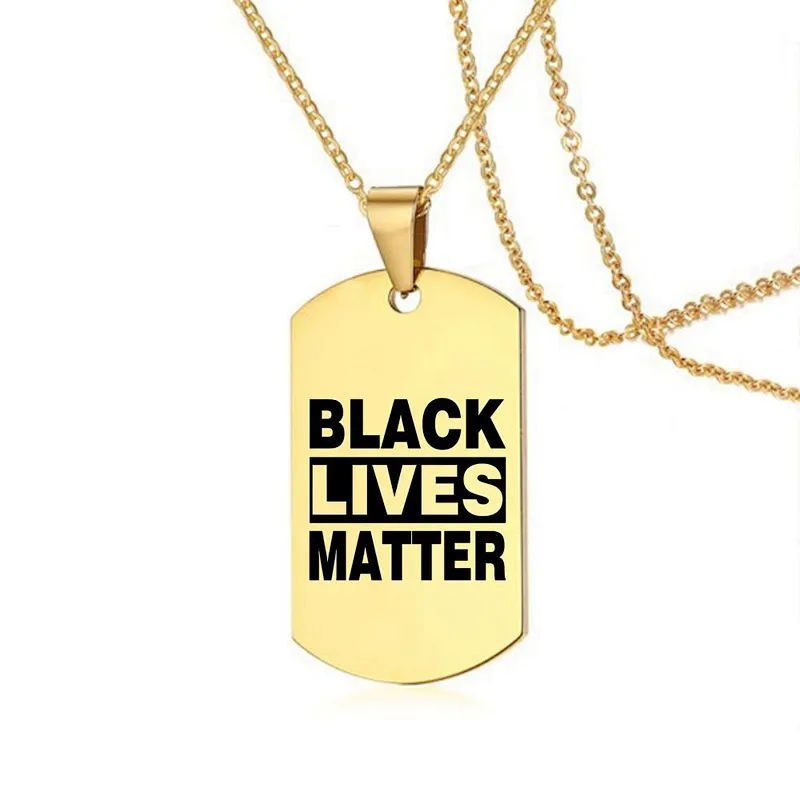 Factory Wholesale In Stock No Minimum Back Lives Matter Jewelry Stainless Steel Gold Charm Necklace