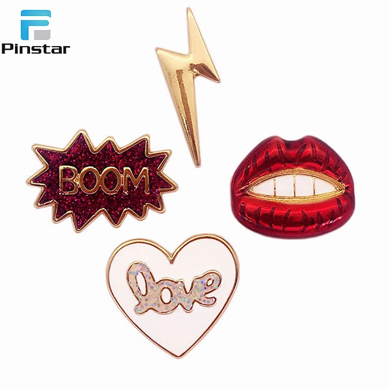 2018 China manufacturer customized bulk cheap red boom hard enamel lapel pin