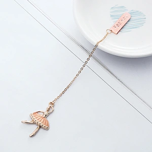 Gold Plating Ballerina Girl Pendant Bookmark