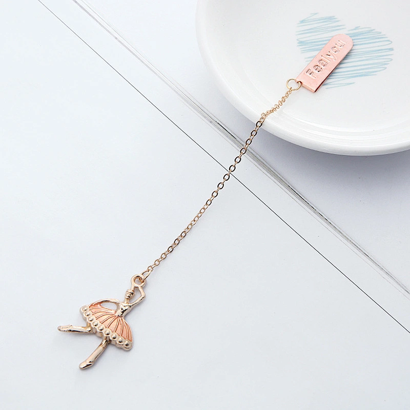 Gold Plating Ballerina Girl Pendant Bookmark