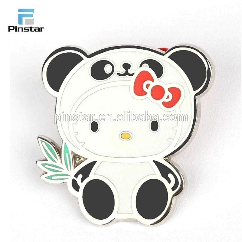 Wholesale good quality promotional panda custom logo metal pin badge