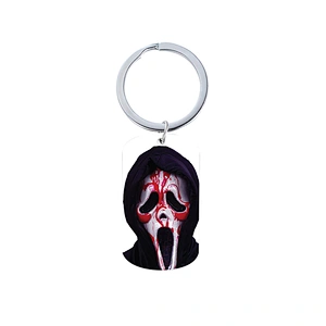 Stainless Steel Keychain Charms with Color Printed Halloween Pattern