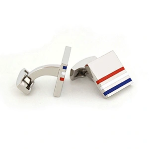 Stainless Steel Custom stripe square shape Cufflink