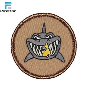 china direct factory custom shark shaped embroidery patches for clothes