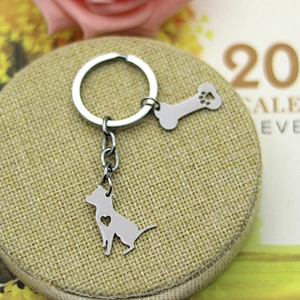 Wholesale Custom Dog Shape Stainless Steel Metal Keychain