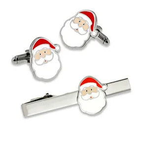 Personalized Stainless Steel Custom Christmas Tie Clips and Cufflinks