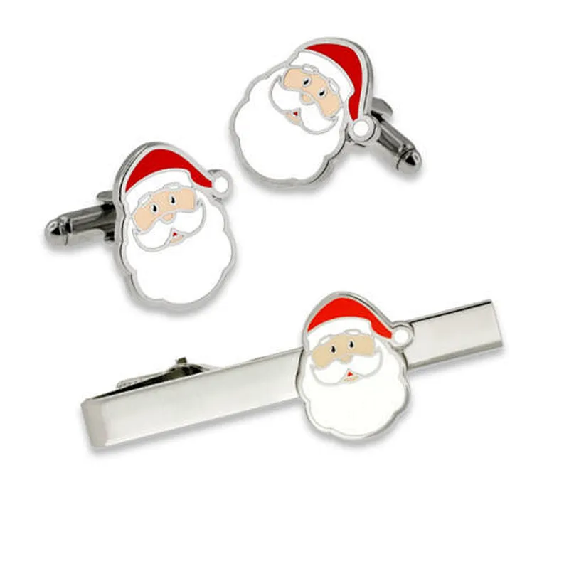 Personalized Stainless Steel Custom Christmas Tie Clips and Cufflinks