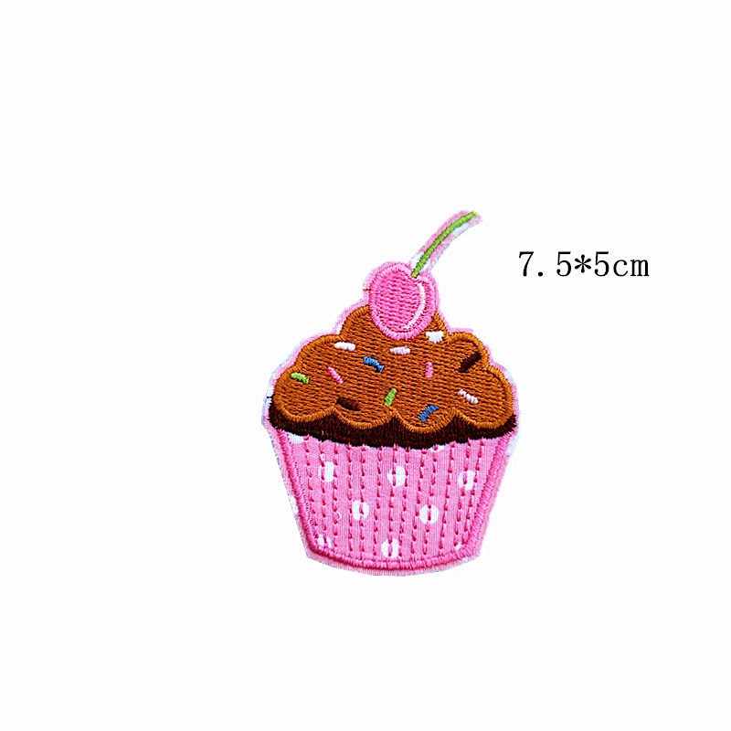 Wholesale In Stock No Minimum Embroidered Patch Cute Embroidery Cake Patches