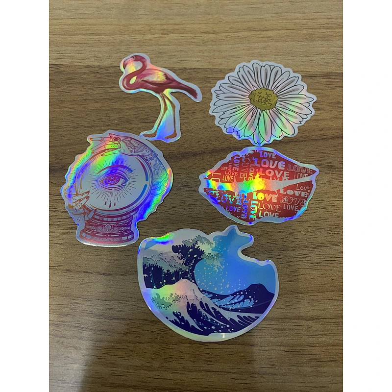 Laptop waterproof adhesive pvc printed printing die cut custom holographic glitter stickers