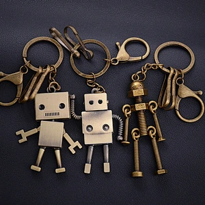 Cheap souvenir 3D robot soldier copper shape custom metal key chain