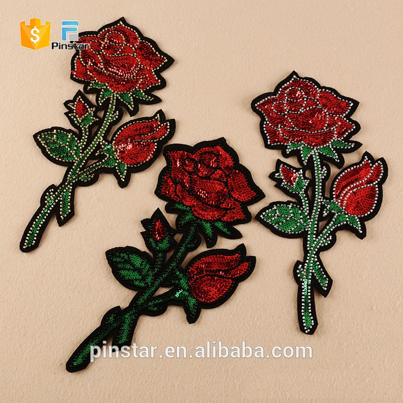 China Factory High Quality Custom Embroidery Rose Patches