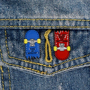 Custom Dye Black Cartoon Skateboard Soft Enamel Lapel Pin Manufacturers