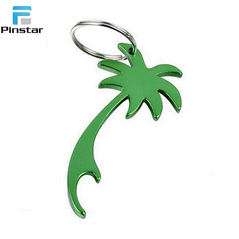 Custom Palm Tree Shape Colorful Aluminium Alloy Bottle Opener Metal Keychain