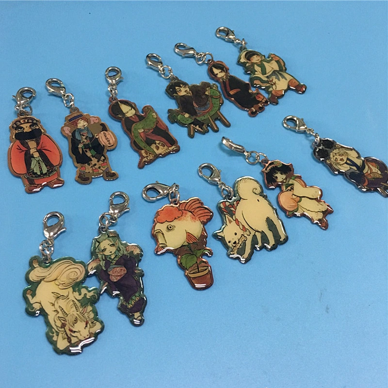 Making Cheap Promotional Gift Cartoon Keychains Custom Anime Epoxy Dome Print Bag Charm