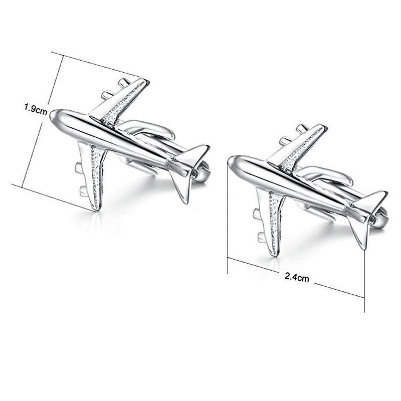 3d airplane silver aircraft cufflinks for men