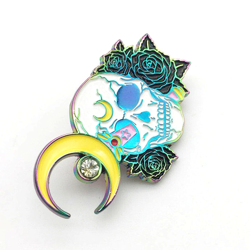 Factory Making Custom Logo Cute Mini Green Enamel Flower Metal Lapel Pin with Black Metal
