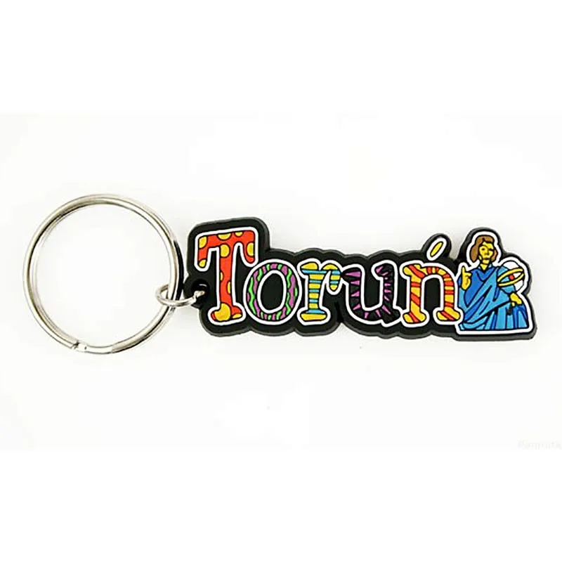 cheap letter design pvc rubber key chain custom logo