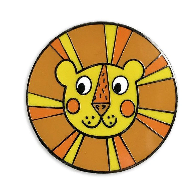 lion circle shape cartoon custom hard enamel pin