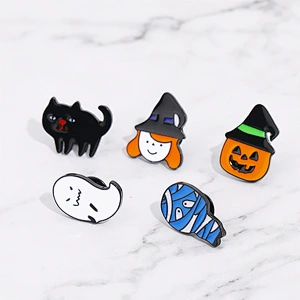 Cartoon Mummy Witch Pumpkin Halloween Lapel Pin