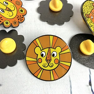 lion circle shape cartoon custom hard enamel pin