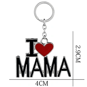 Factory Wholesale Father's/Mother's Day Gift I Love Mom/Dad/Mama/Papa Letter Pendant Keychain