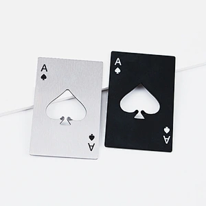 Promotional card shape silver black heart stainless steel Bottle Opener