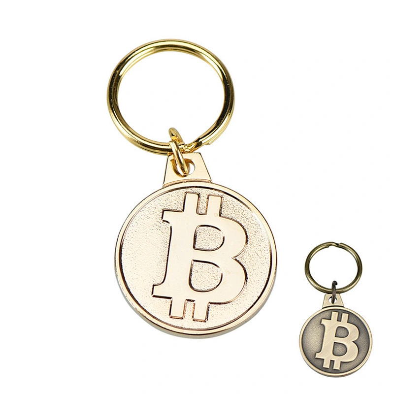 Bitcoin high quality custom metal keychain with keyring